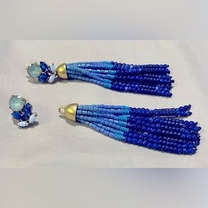 Stella and Dot blue beaded convertible earring